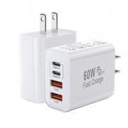 60W USB C Charger Block,2Pack 4-Port GaN USB C Charger Fast Charging Wall Plug Dual Type C+Dual USB-A Port Multiport Power Adapter Cube for iPhone 17 Pro Max/16e/15/14/13/12/11,iPad Pro/Air/Mini